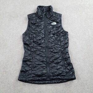The North Face Vest Women XS Black Thermoball Quilted Insulated Pockets Full Zip